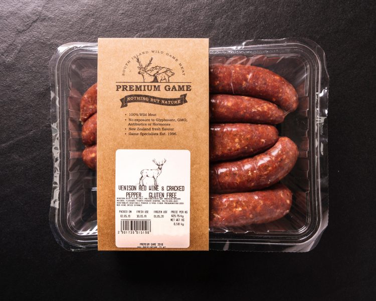 Frozen Venison Sausages 510g Red Wine Cracked Pepper Gluten Free Premium Game Wild Meat Taste Nature