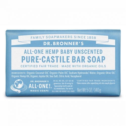 Dr Bronners Bar Soap Baby Unscented 140g
