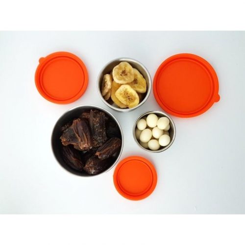 BentoNinja Snack Dip 3cup set Orange Silicone Lid