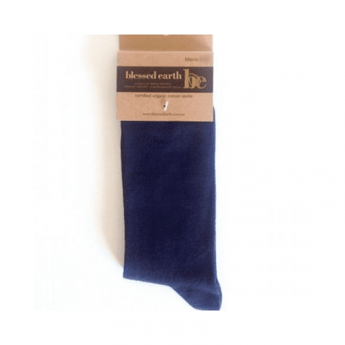 Men's Navy Calf Sock Size L-XL - Blessed Earth