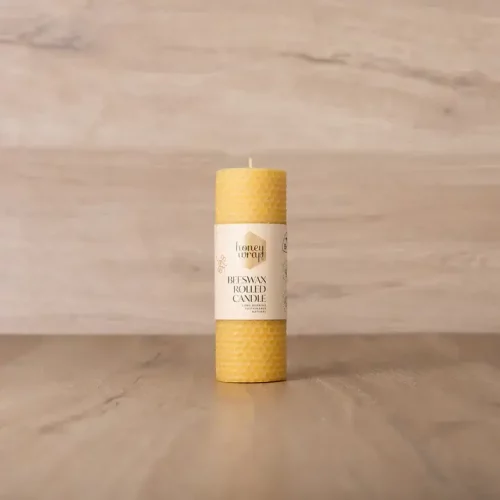 Honeywrap Beeswax Pillar Candle 15.5cm