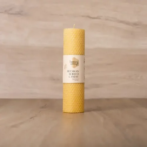 Honeywrap Beeswax Pillar Candle 21cm