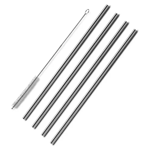 Bare&C Metal Straw Straight Stainless Steel 4pk