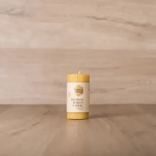 Honeywrap Beeswax Pillar Candle 10.5cm