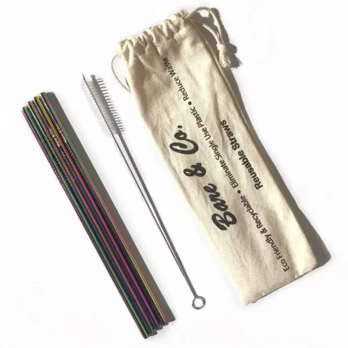 Bare&C Metal Straw Straight Rainbow 4pk