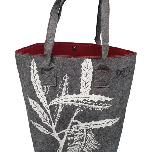 Ecofelt Jo Luping Shoulder Tote Rewarewa Grey/Burgandy