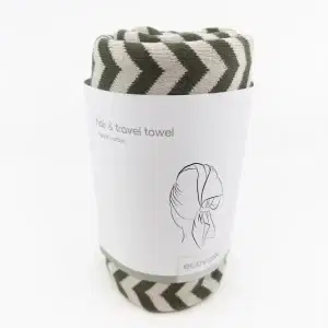 Ecovask Hair Travel Towel Olive Chevron