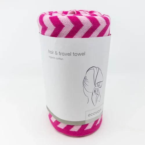 Ecovask Hair Travel Towel Raspberry Chevron