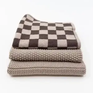 Ecovask Dishcloth Variety Choc Chequer Wih Hummus 3pk