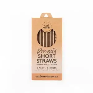 One box of CaliWoods Rose Gold Short Straw 6 Pack with cleaner