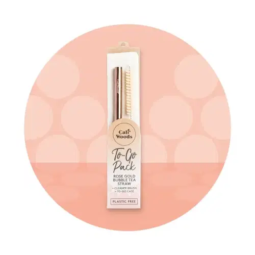 One CaliWoods To-Go Bubble Straw Rose Gold 1pk in its packaging