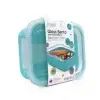 Melii Glass Bento Box Silicone Sleeve Blue in its packaging