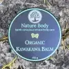 Looking into a container of Nature Body Kawakawa Balm 30g with the lid on