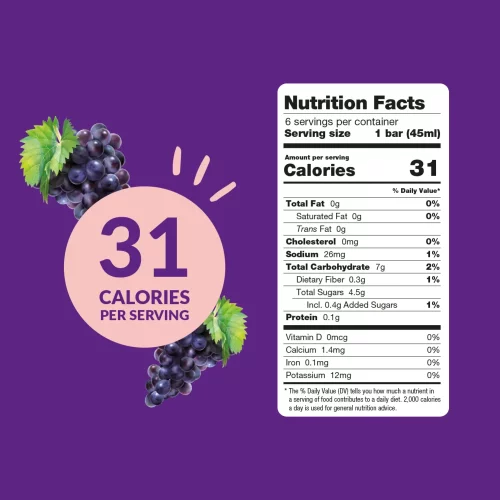 Pops Malaya Ice Bar grape product Nutrition Facts
