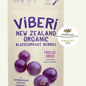 One package of Viberi Blackcurrant Berries Freeze dried 40g