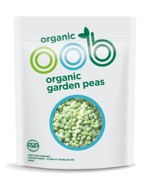 a bag of OOb Garden Peas 400g