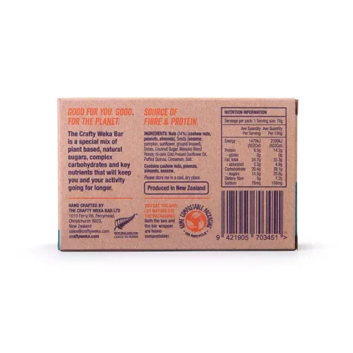 Rear of the CraftyWeka GF Nutty Caramel packaging