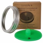 GoodLife Silicone Airlock Fermentation Lid 86mm next to its packaging