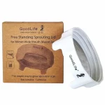 GoodLife Sprouting Lid Free Standing leaning against its packaging