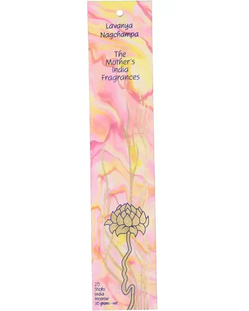 the front of MothersFragrances Lavanya Nagchampa packaging