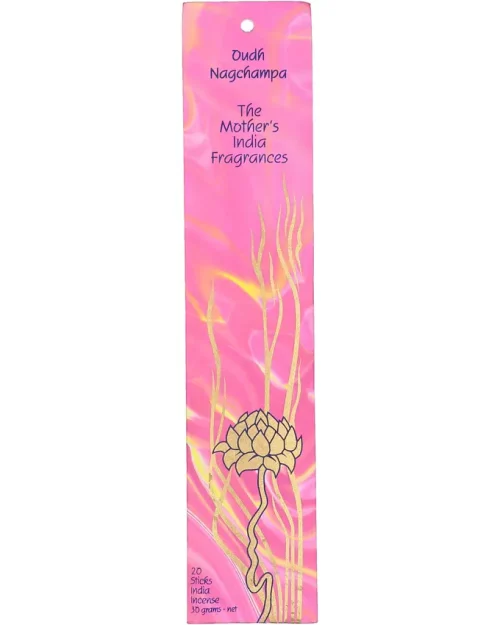 The front of MothersFragrances Oudh Nagchampa packaging