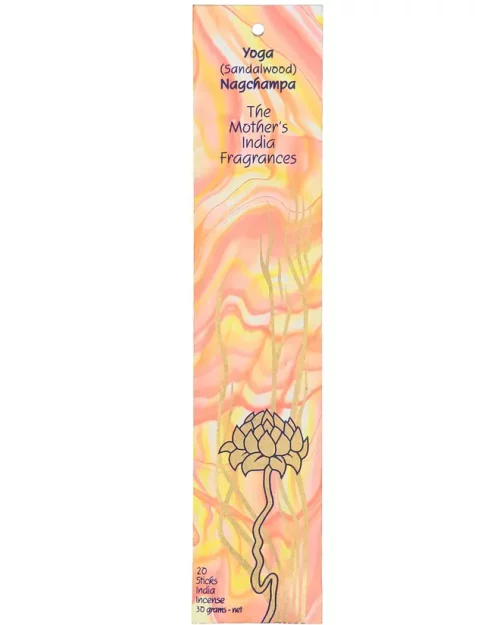 The front of MothersFragrances Yoga Nagchampa packaging
