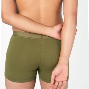 A man wearing Nisa Jules Men Boxer Brief Naturals Moss coloured