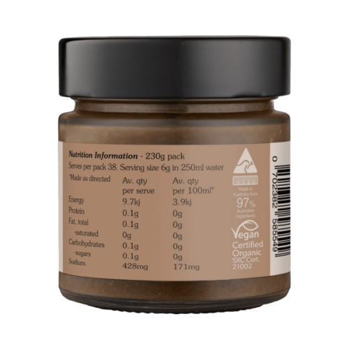 UrbanForager Mushroom Stock Concentrate 250ml ingredients nutritional information listed on its packaging