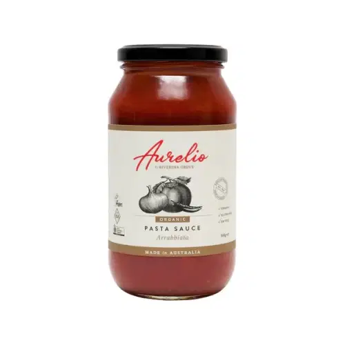 A jar of Aurelio Pasta Sauce Arrabbiata 500g