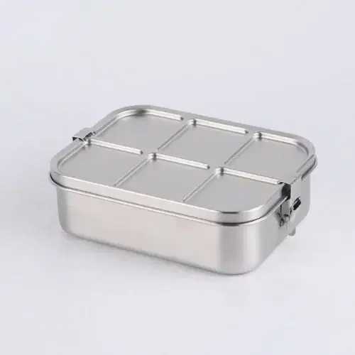 View of a closed BentoNinja Leak Proof Bento 3-Compartment Stainless Steel