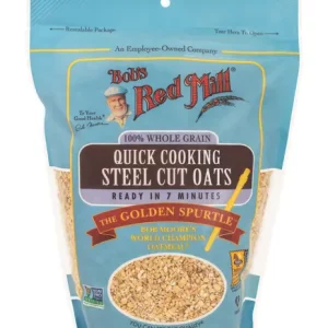 The front of Bobs Red Mill Oats Steel Cut Quick Cooking 624g packaging