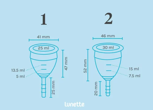 Lunette Menstrual Cup Yellow #1 - measurements