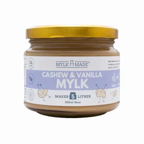 A jar of MylkMade Cashew Vanilla Mylk Base 300ml