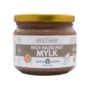 a jar of MylkMade Hazelnut Rich Mylk Base 300ml