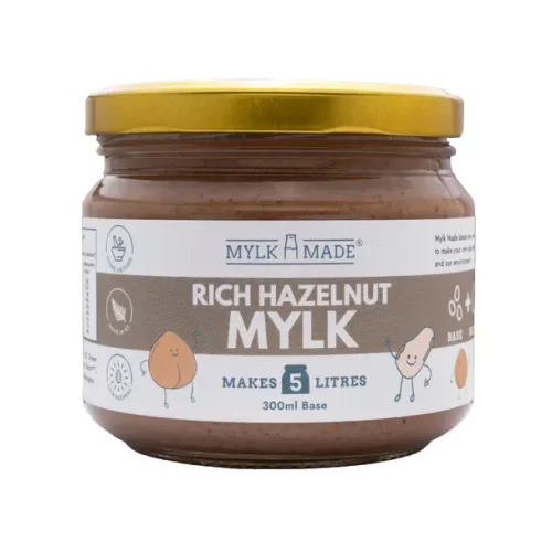 a jar of MylkMade Hazelnut Rich Mylk Base 300ml