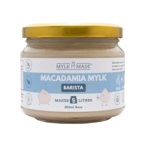 a jar of MylkMade Macadamia Mylk Barista Base 300ml
