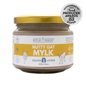 A jar of MylkMade Oat Nutty Mylk Base 300ml