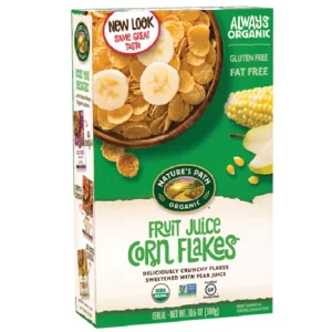 The front of Natures Path Corn Flakes 300g packaging