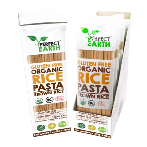 PerfectEarth Rice Pasta Brown 225g in its packaging