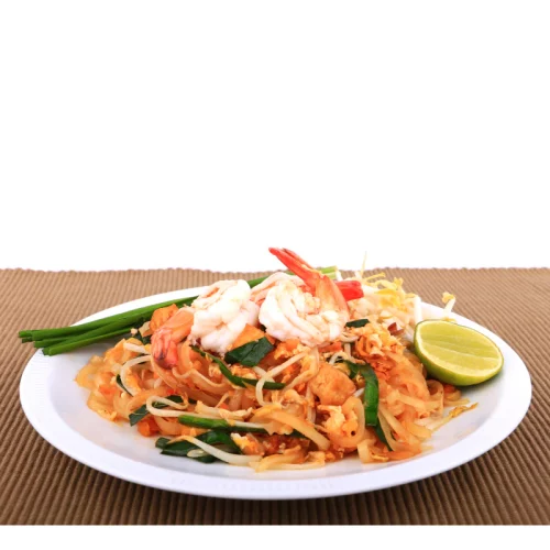 Shrimp pad thai made with PerfectEarth Rice Pasta PadThai 225g