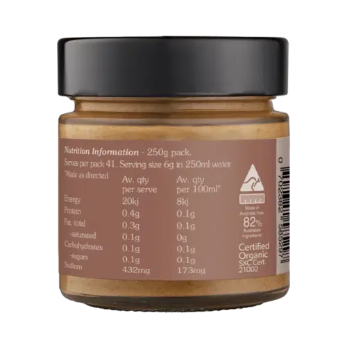 UrbanForager Beef Stock Concentrate 250ml Nutritional information on the jar