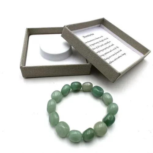 Beaded Bracelet Lge Dark Aventurine on a table next to its box