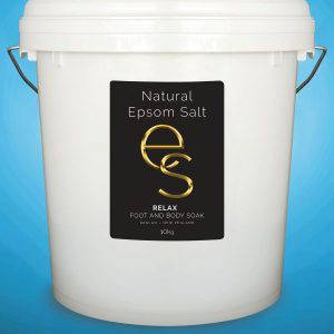 a bucket of Natural Epsom Salt Plain 10kg