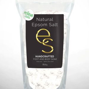 a bag of Natural Epsom Salt Relieve 800g
