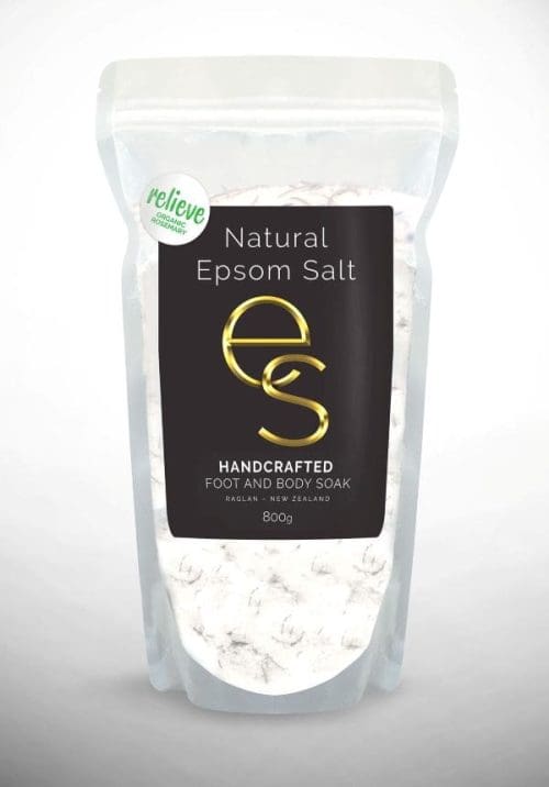 a bag of Natural Epsom Salt Relieve 800g