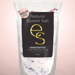 a bag of Natural Epsom Salt Replenish 800g