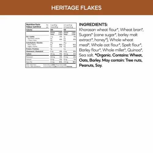 NaturesPath Heritage Flakes Ecopk 907g Nutritional facts and ingredients