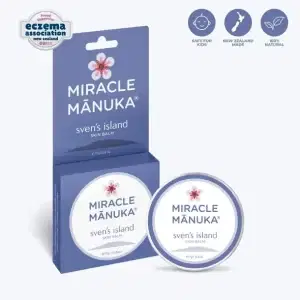 a tin of Svens Miracle Manuka Skin Repair 17g next to its packaging