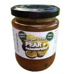 a jar of Tehoro Pear Passionfruit SugarFree Fruit Spread 250g