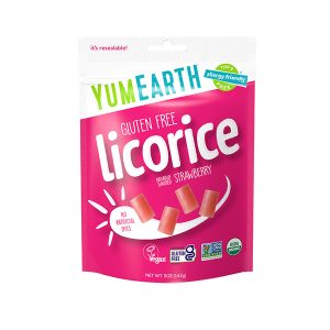 a bag of YumEarth Licorice Strawberry 142g